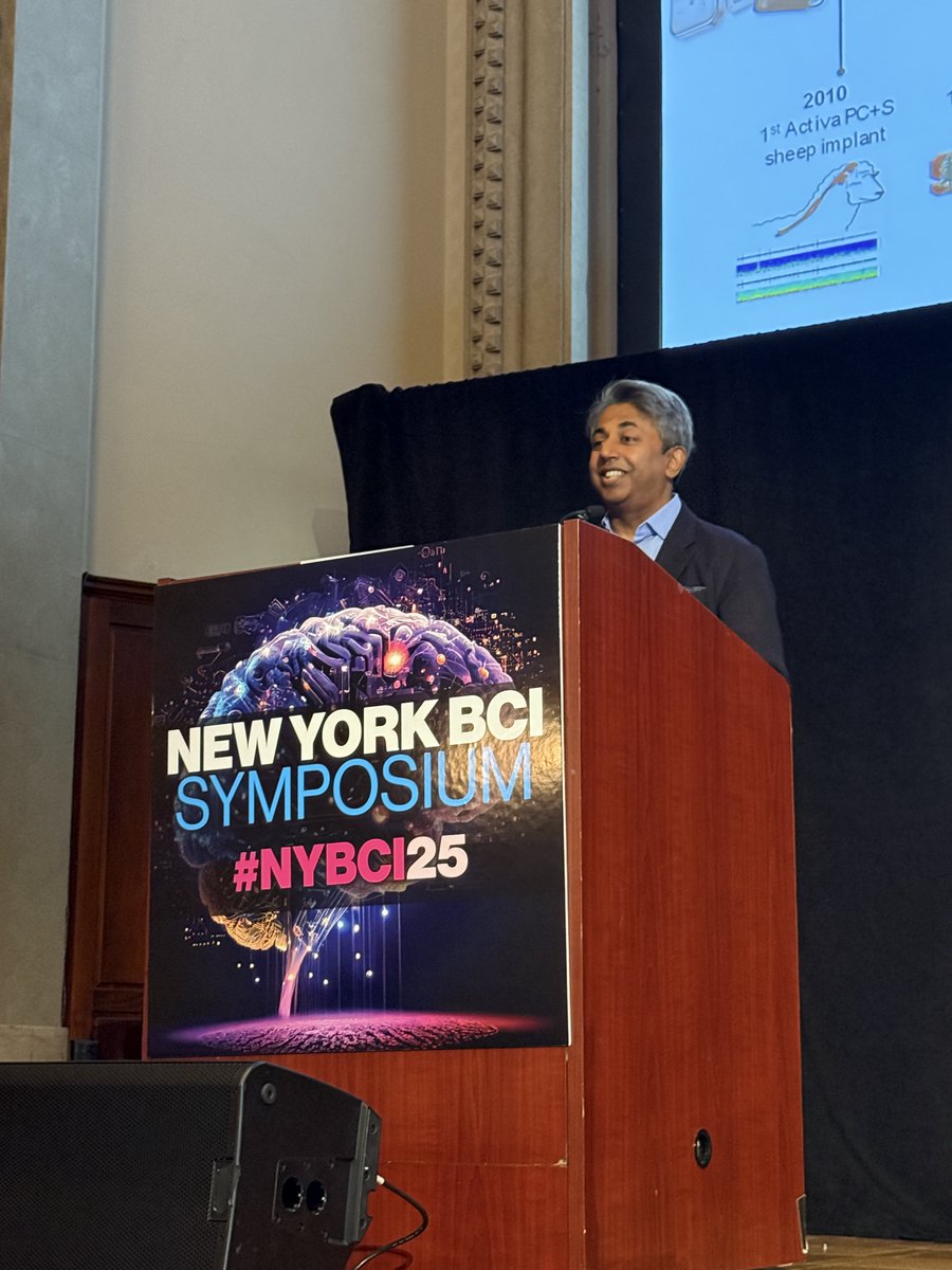➡️Live discussion at #NYBCI25! Dr Ashwini Sharan (<a href="/Medtronic/">Medtronic</a>) &amp; Dr Konstantinos Alataris (<a href="/PrecisionNeuro_/">Precision Neuroscience</a>) explore “Making it to Market: Lessons from the Frontlines," how #BCI developers balance #clinical breakthroughs w/ regulation, reimbursement &amp; business realities. #Neuro