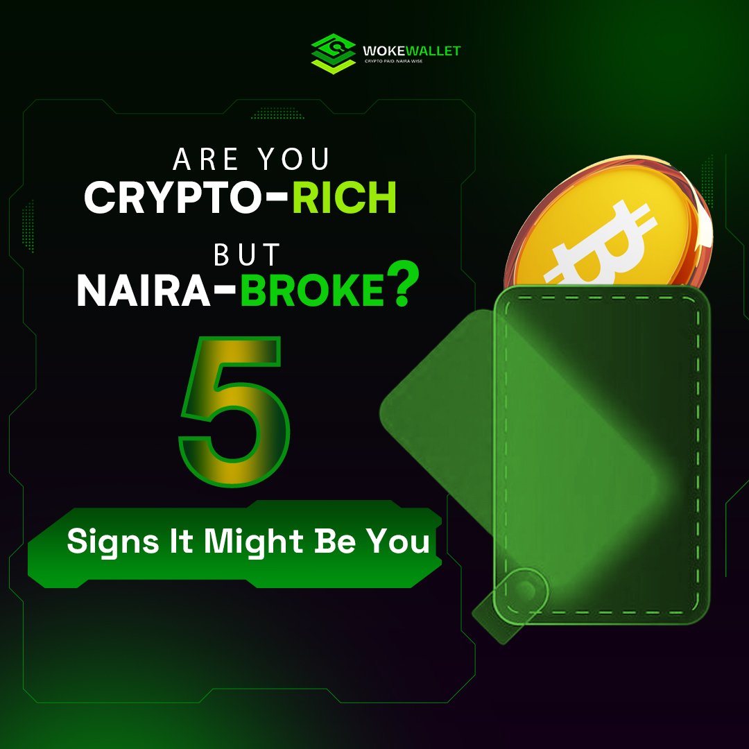 wokewallet25's tweet photo. Here are 5 signs it might be you:

1. Wallet full, savings empty
2. NFTs flexed, bills ignored
3. Every pump = sneakers
4. Rent stuck in volatile coins
5. No clue where the last win went

No shame. Just awareness.
Let’s move from crypto-paid → naira-wise.💚

#WokeWallet 
#Crypto https://t.co/fuBq42vVe9