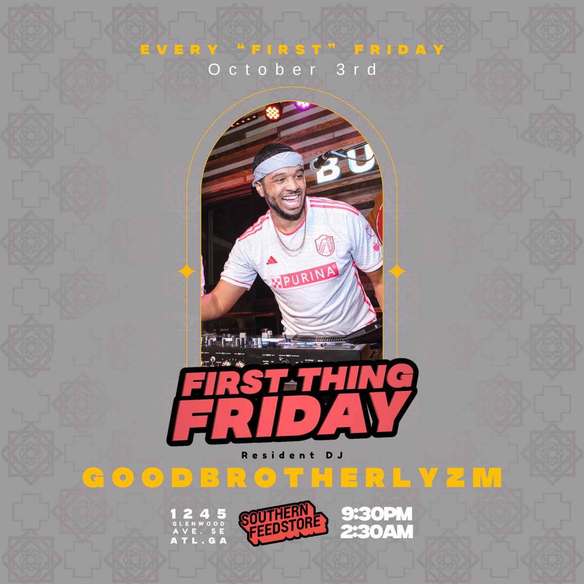 GOODBROTHERLYZM's tweet image. TONIGHT ATL. WE BACK WITH #FirstThingFriday at Southern Feed Store!!!! Myself and @NickTheQuickATL will be providing all the sounds.

Doors at 9:30 and it’s no cover ALL NIGHT. 

Come hang with ya boy for my *early* birthday kickoff!!