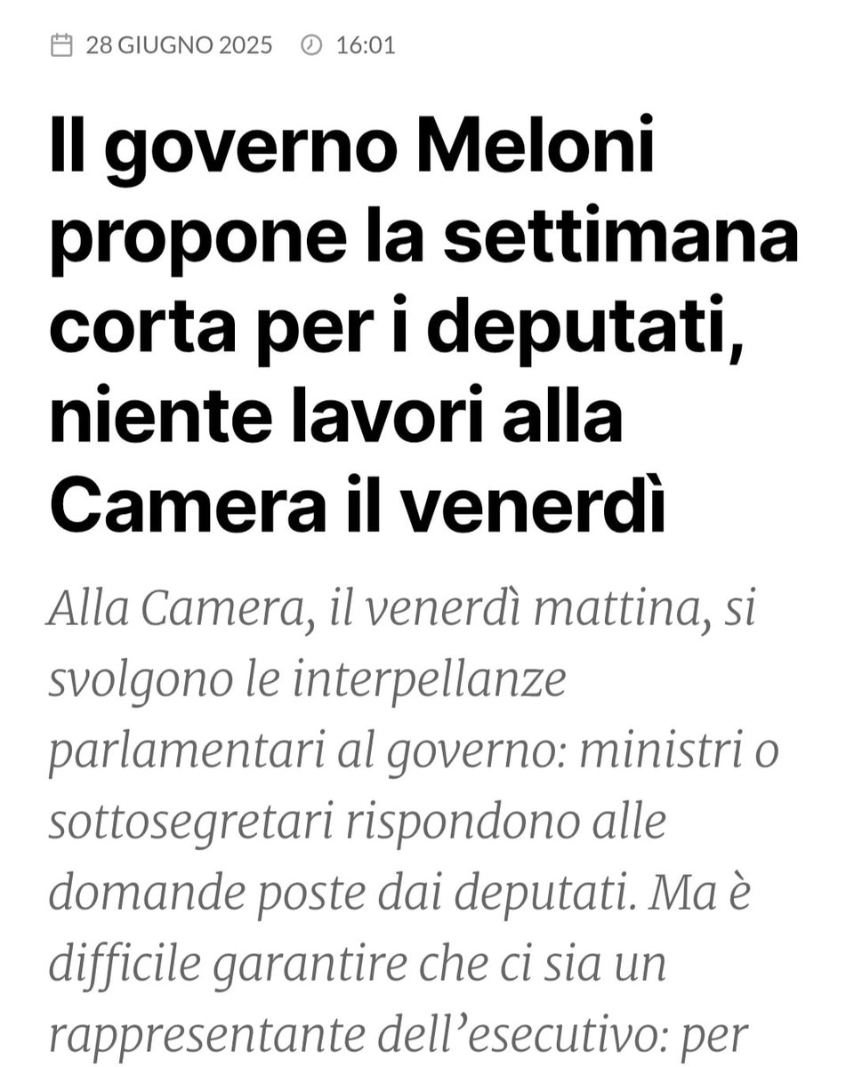 Ma lei non era quella che tuonava contro i weekend lunghi?
#GovernoMeloni #FDI #CDX #weekendlungo