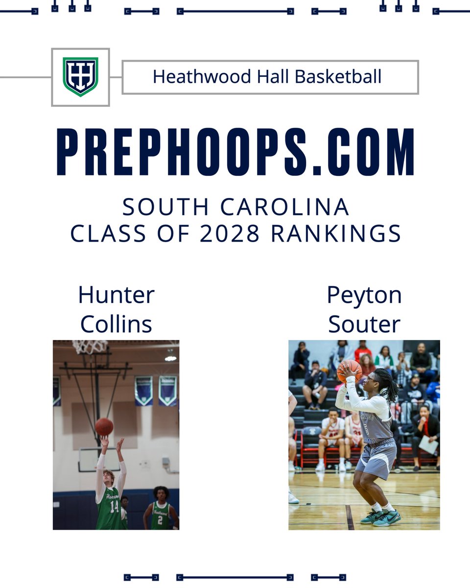 HeathwoodHallMBB (@hhesmbb) on Twitter photo Congrats to <a href="/HunterC2028/">Hunter Collins</a> and <a href="/peyton_souter28/">Peyton Souter</a> for being ranked by <a href="/PrepHoopsSC/">Prep Hoops South Carolina</a> in their updated Class of ‘28 South Carolina Boys Basketball Rankings.
#HumbleButHungry Congrats to <a href="/HunterC2028/">Hunter Collins</a> and <a href="/peyton_souter28/">Peyton Souter</a> for being ranked by <a href="/PrepHoopsSC/">Prep Hoops South Carolina</a> in their updated Class of ‘28 South Carolina Boys Basketball Rankings.
#HumbleButHungry