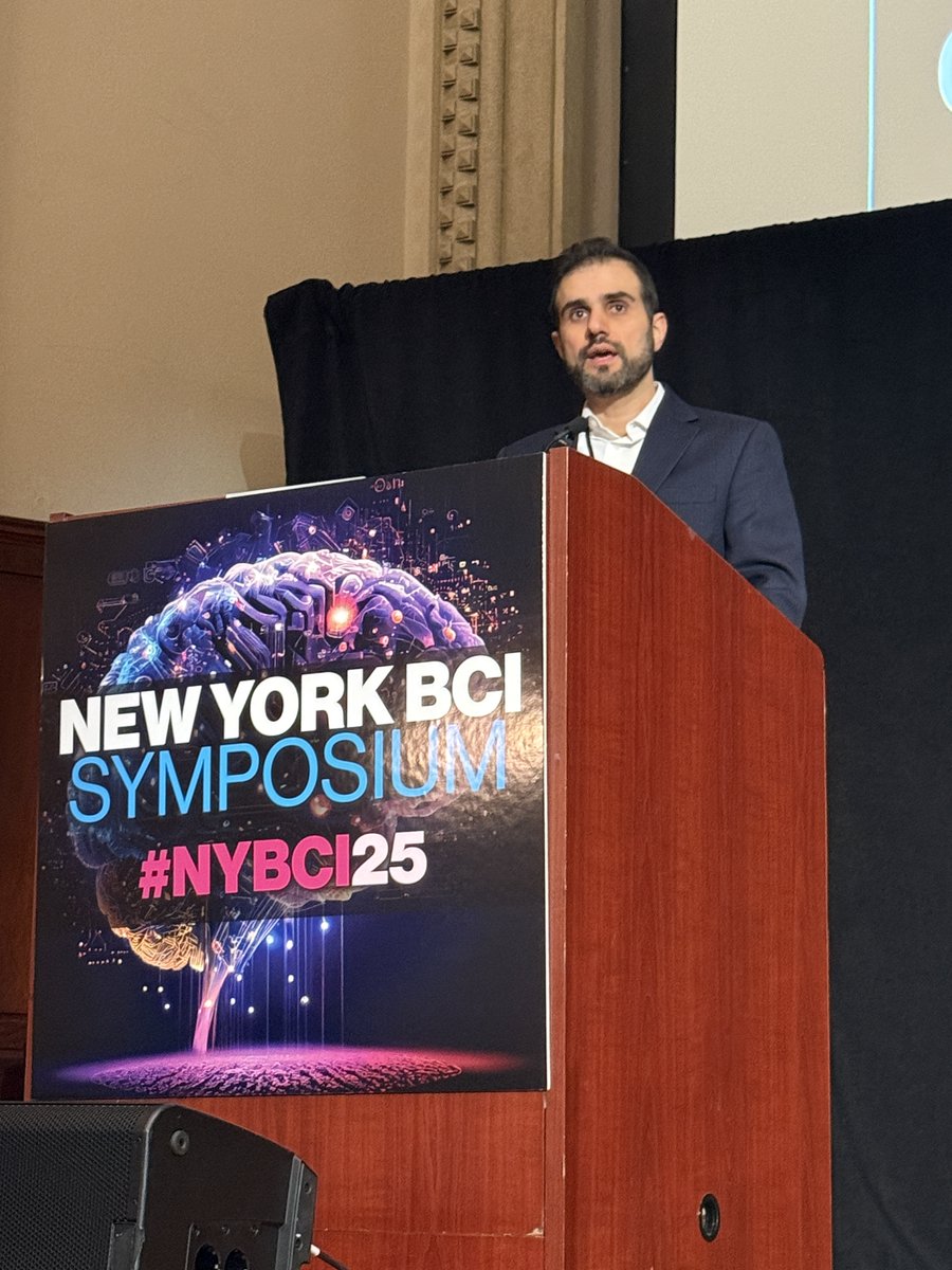MountSinaiNeuro's tweet photo. 🌟🧠 In session at #NYBCI25! Dr Omid Forouzan, VP of #Clinical Affairs at @synchroninc, explores “Perceiving #iBCI Clinical Benefit in Real-Life Contexts”, highlighting how #iBCIs impact #autonomy, communication & daily function beyond traditional #clinical endpoints. #Neurotech https://t.co/YeLv7Q1Ok2