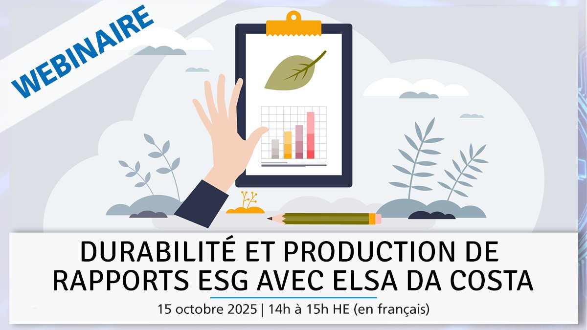 Vous vous intéressez à la durabilité et à la production de rapports ESG au Canada, ainsi qu’aux nouvelles normes d’audit ? Joignez-vous à nous pour ce webinaire en français avec Elsa Da Costa du Bureau du vérificateur général du Canada. bit.ly/4nulGmh