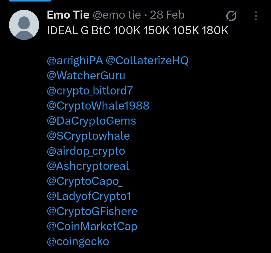 emo_tie's tweet photo. 10D bTc ™  100K

@arrighiPA @CollaterizeHQ
@WatcherGuru
@crypto_bitlord7
@CryptoWhale1988
@DaCryptoGems
@SCryptowhale
@airdop_crypto
@Ashcryptoreal
@CryptoCapo_
@LadyofCrypto1
@CryptoGFishere
@CoinMarketCap
@coingecko https://t.co/gaAIHJnXj9