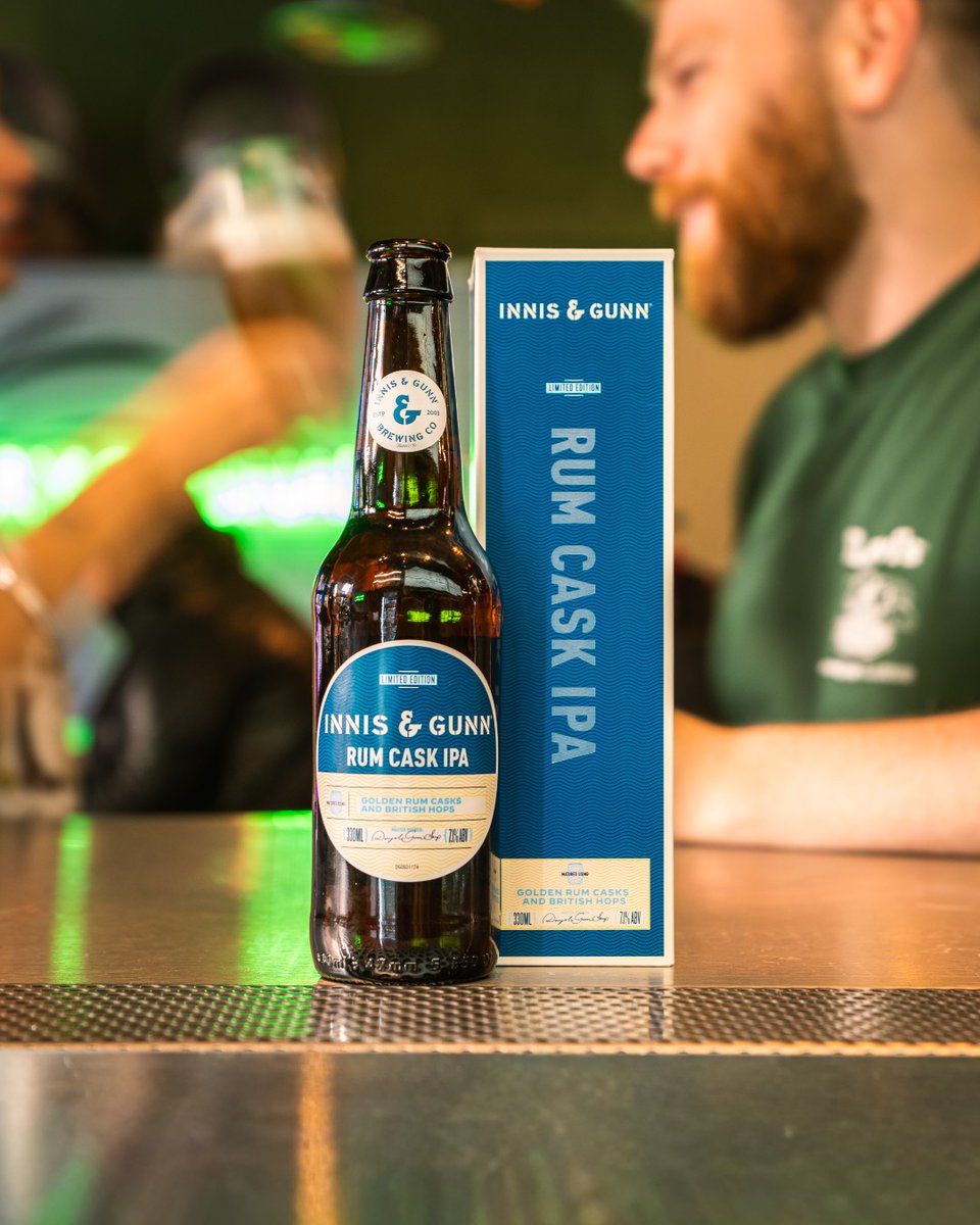 innisandgunn's tweet photo. Our new Rum Cask IPA brings a touch of Caribbean spirit to a British classic. Matured using golden rum casks, it’s smooth, layered and full of character - made for nights with good company and better stories.

Available now on our online store. 

#innisandgunn https://t.co/tyIaNNQvMW