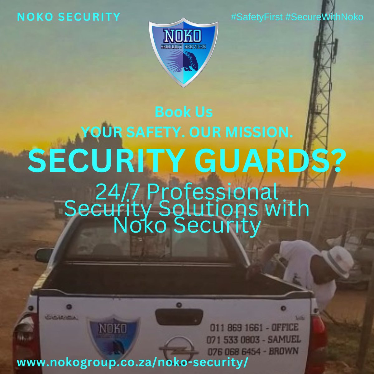 Noko_Security's tweet photo. 24/7 protection, professional security. 🔒 Noko Security – guarding South Africa every day. #NokoSecurity #SafetyFirst https://t.co/iVPgq3cjqs