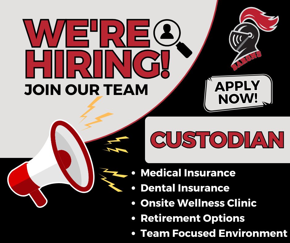 DeKalb Middle School is now hiring a custodian. Join our team and make a difference every day. Apply today: dekalbcentral.schoolspring.com