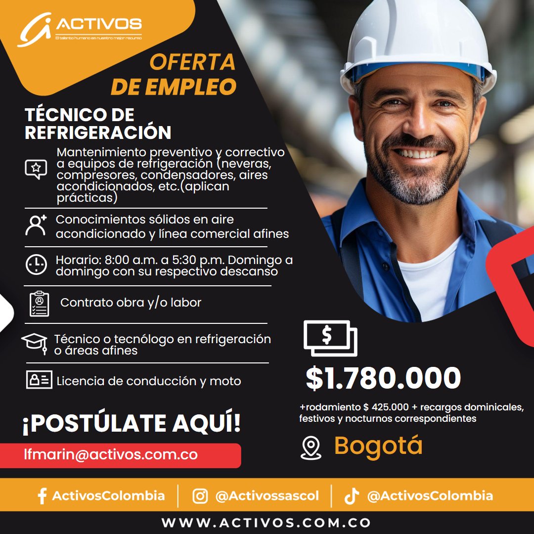 ActivosColombia's tweet photo. ¿Buscas trabajo?
Si alguna de estas vacantes te interesa, ¡no esperes más y postúlate ahora! 
Síguenos en Instagram para más contenido sobre la empleabilidad.
#empleocolombia #oportunidadlaboral #trabajosihay https://t.co/2Lb9kSRRyT