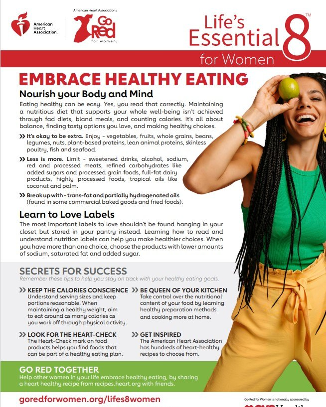 dstcltalumnae's tweet photo. 🍎You Are What You Eat!! 👉Read, and tag a sister, mother, daughter, or friend, because our #heartmatters.❤️❤️
#DSTCLTCares #LifesEssential8 #WomensHealth #OurHeartsMatter #KnowledgeIsPower #SensationalSAR #DST1913 #dstrockhill #concordalumnaedst #americanheart https://t.co/ntudwmFzbT