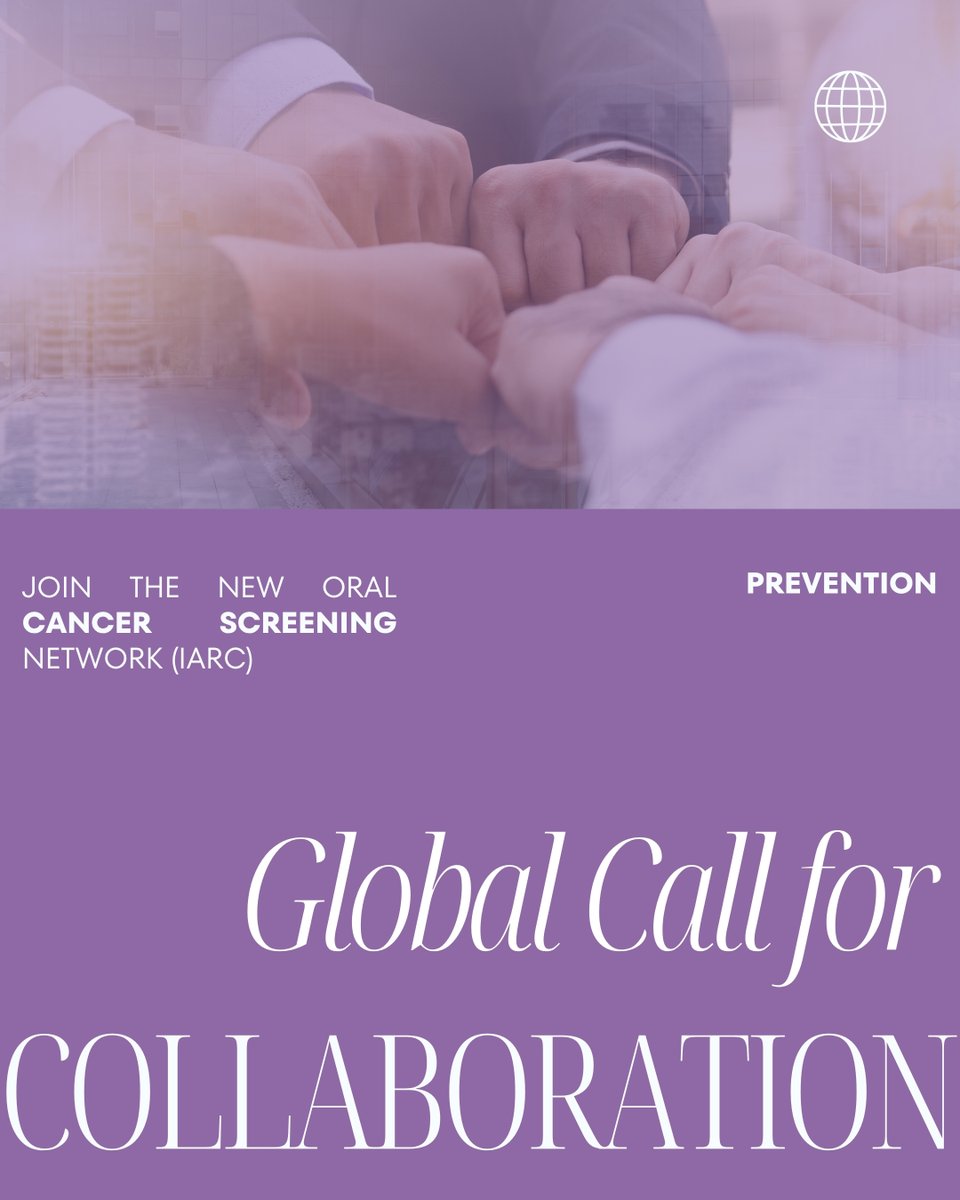 📢 Join the Global Oral Cancer Screening Network led by <a href="/IARCWHO/">IARC</a>!
🌍 Share knowledge, collaborate, and drive policy to expand prevention worldwide.
👩‍⚕️ Professionals &amp; orgs with large-scale screening experience are especially encouraged!
📩 Contact: oralcancerteam@iarc.who.int