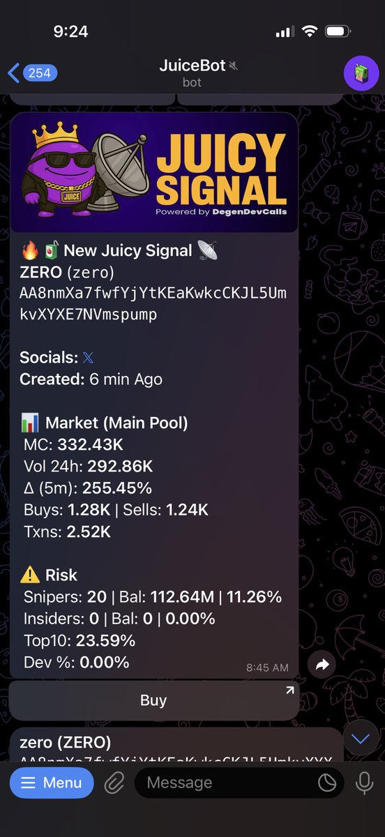 TooLegitCrypto's tweet photo. Dope getting free alpha directly to the bot. Tight work @juicebotapp https://t.co/pYjzUGDqE5