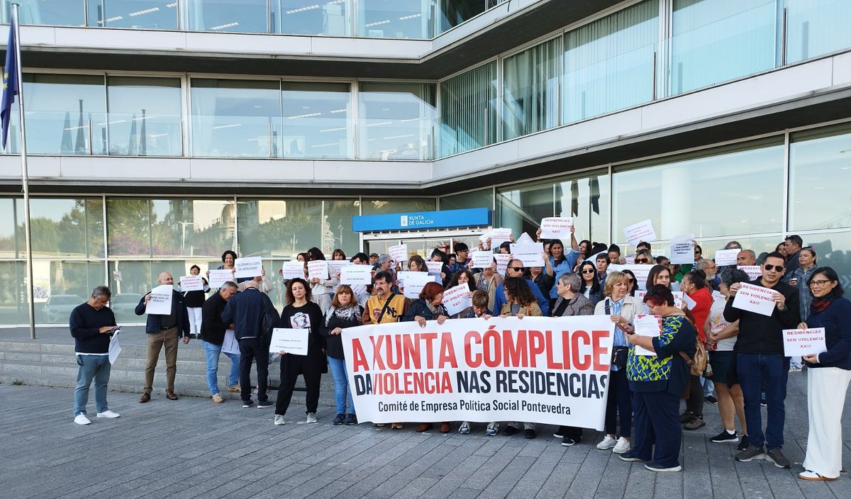 galizaCIG's tweet photo. ⚠️Acusan a Xunta de complicidade co maltrato a persoal e usuarias nas residencias de maiores públicas

👉O comité de Política Social na provincia de #Pontevedra mobilizouse en #Vigo para esixir protección ante agresións físicas, verbais e mesmo sexuais

ℹ️ https://t.co/wISRc50svD https://t.co/pjjuEKoat6