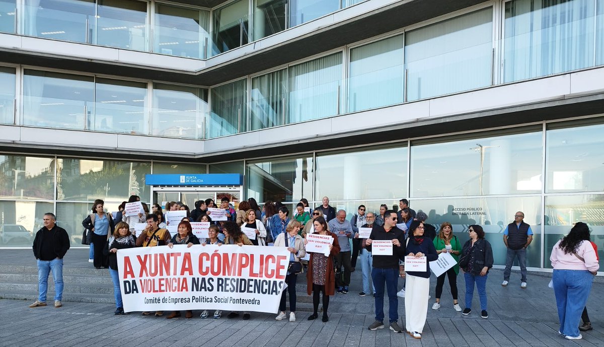 galizaCIG's tweet photo. ⚠️Acusan a Xunta de complicidade co maltrato a persoal e usuarias nas residencias de maiores públicas

👉O comité de Política Social na provincia de #Pontevedra mobilizouse en #Vigo para esixir protección ante agresións físicas, verbais e mesmo sexuais

ℹ️ https://t.co/wISRc50svD https://t.co/pjjuEKoat6