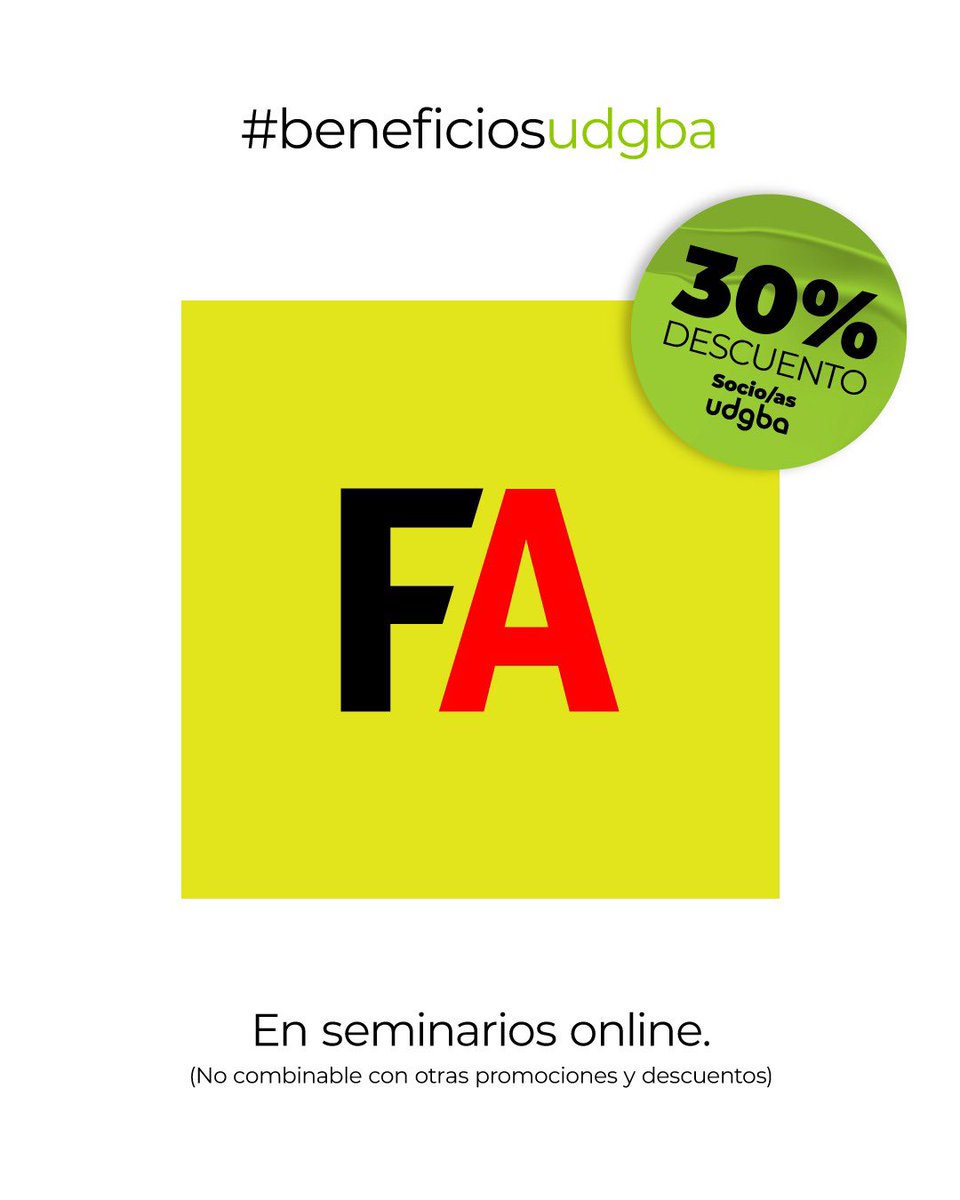 Siendo socio/a UDGBA tenés 30% de descuento en seminarios online (no combinable con otras promociones y descuentos)

👉🏻 Este y todos los beneficios que tenemos para ofrecerte los podés ver en udgba.org.ar/beneficios

💚 ASOCIATE A LA UDGBA

#beneficiosUDGBA #diseño #design