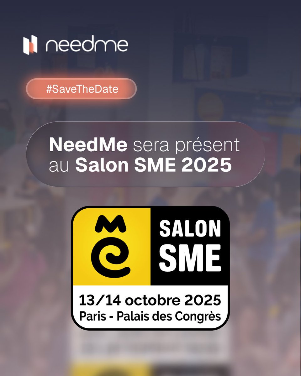 👉 NeedMe débarque au Salon SME 2025 !
📍 Palais des Congrès – Paris
📅 13 &amp; 14 octobre

Venez découvrir comment on simplifie la gestion des micro-entreprises : devis, factures, trésorerie, URSSAF… tout devient plus clair, plus rapide, plus simple.