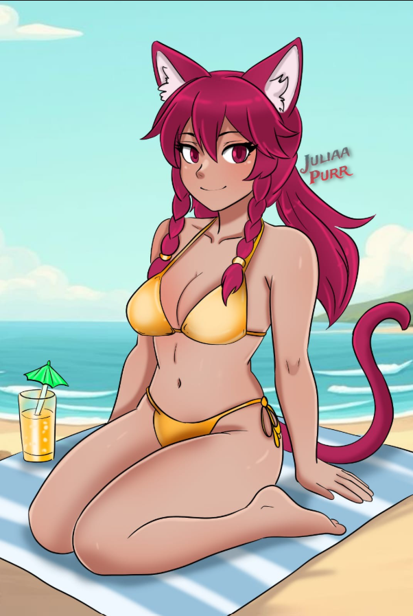 "Sun, sea, and a little bit of purr-fection"
comms //<a href="/Skie4589/">Book Kobold</a> 

#Commission #characterart