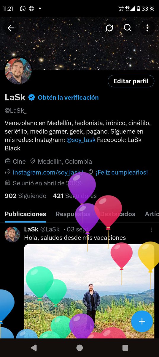 LaSk_'s tweet photo. Tengo globitos en mi perfil 😊
#HappyBirthdayToMe 🥳🎂✨ https://t.co/vws5d4sNBQ
