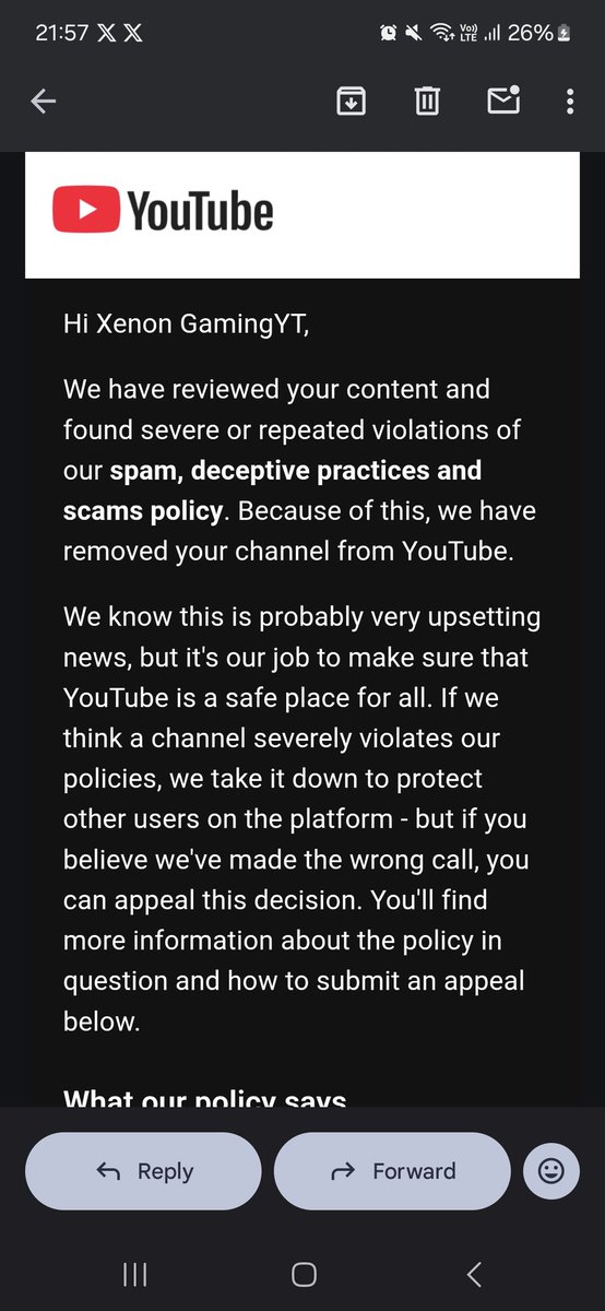 mostwan123's tweet photo. Hi @TeamYouTube, my channel was deleted unexpectedly. I believe this was a mistake. Could you please review my case? My channel name: [XenoNGaming YT]. Thanks!"
Link-https://t.co/AXRfAaPvA0 https://t.co/cO0zSLkTvu