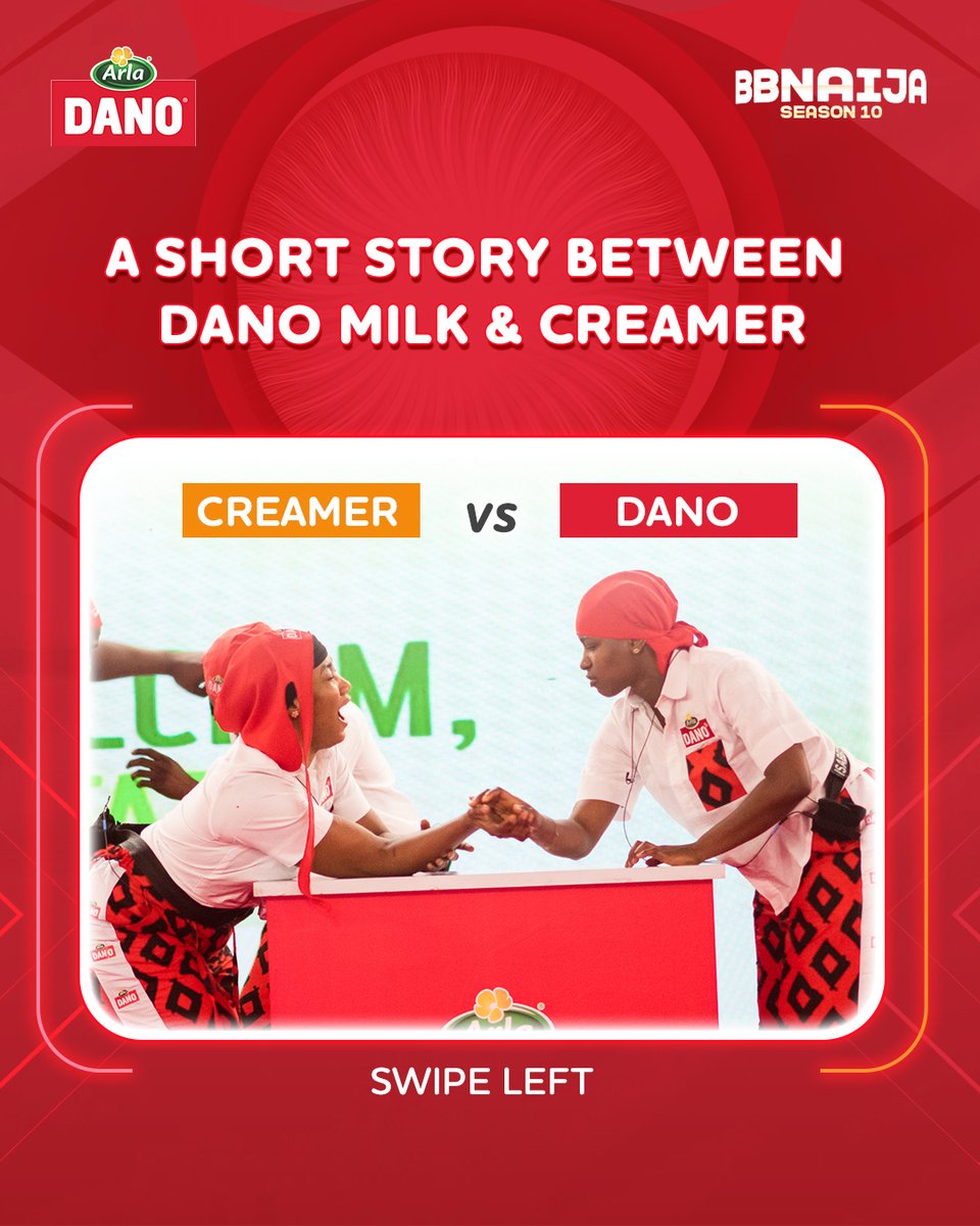danomilkng's tweet image. A short story between Dano Milk &amp;amp; Creamer.

You already know who wins! 😎

#BBNaijaS10XDanoMilk #DanoMilk #GoForIt