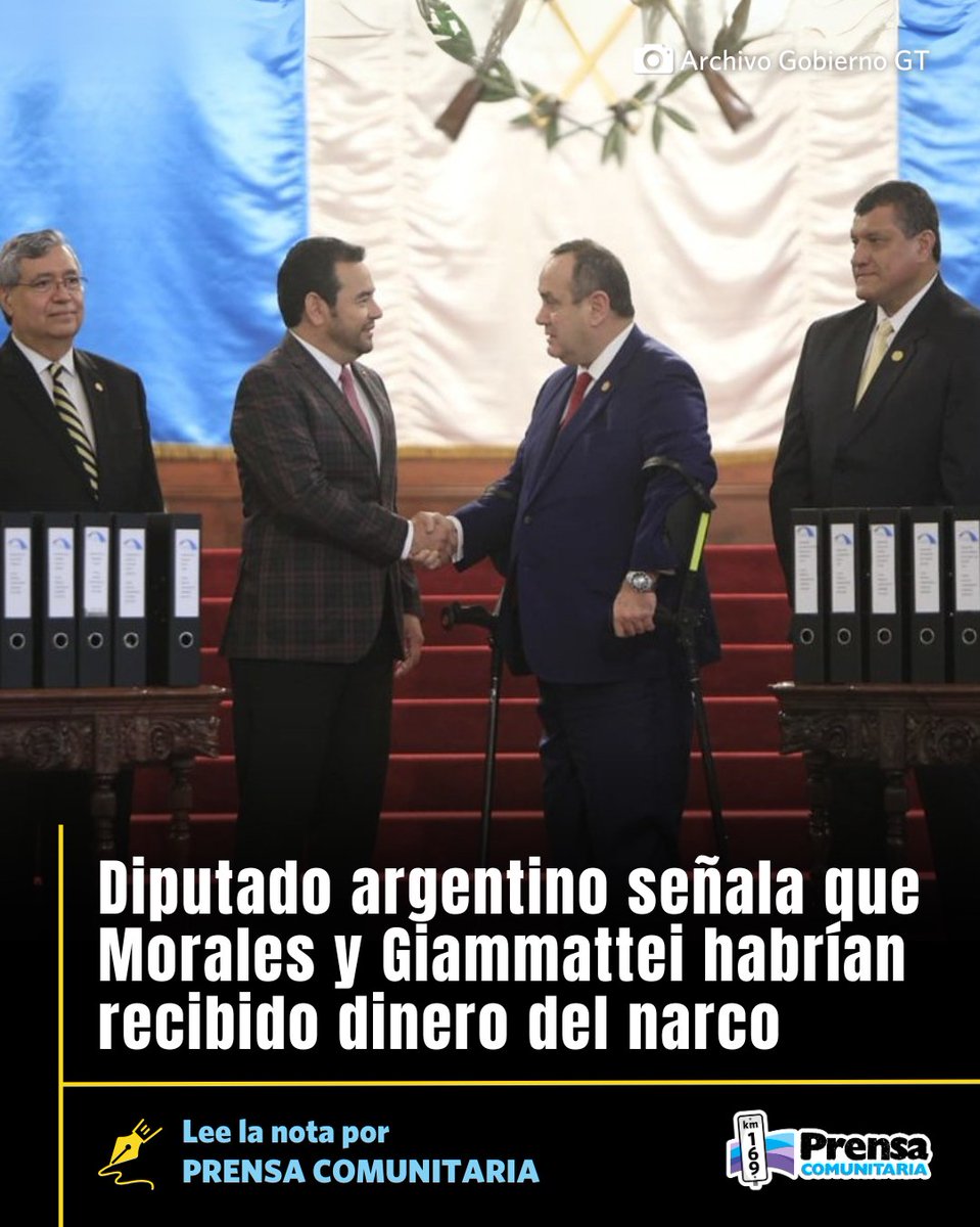 El presunto narcotraficante Federico Machado también habría hecho aportes para financiar la campaña de Jimmy Morales y Alejandro Giammattei

Así lo reveló en el senado argentino Rodolfo Tailhade, diputado del partido Unión por la Patria, Rodolfo en febrero de 2025

Lee la nota de