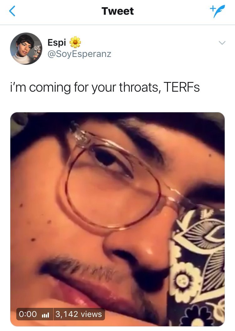 OldS0ULNewWorld's tweet image. Yes, a portion of people with this issue bother no one.  
Yet, some are insanely violent, since they have severe rage issues &amp;amp; should be locked up.  
These #transconmen will post de@th threats to others online &amp;amp; call feminists #TERFS, threaten them &amp;amp; assault them as well.