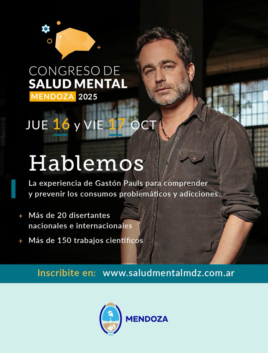 📢 Todavía estás a tiempo de ser parte del Congreso de Salud Mental Mendoza 2025, un espacio único para formarse, debatir e intercambiar experiencias sobre clínica, diagnóstico y abordajes terapéuticos.

👉 Inscribite ahora en saludmentaldmz.com.ar