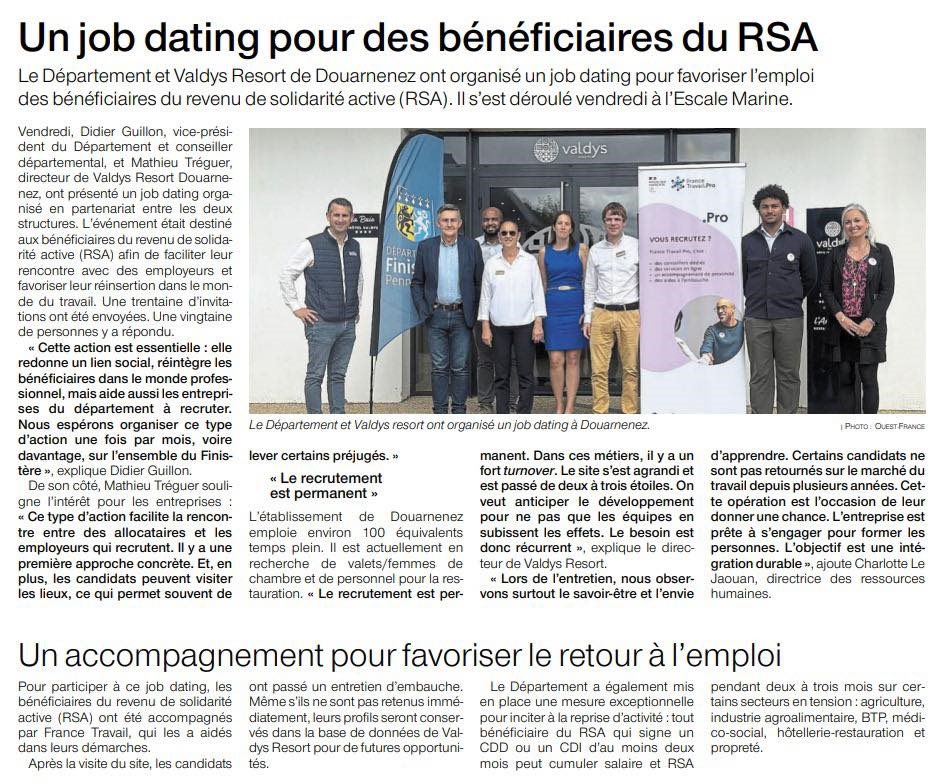𝗥𝗦𝗔 : 𝗼𝗯𝗷𝗲𝗰𝘁𝗶𝗳 𝗿𝗲𝘁𝗼𝘂𝗿 𝗮̀ 𝗹'𝗲𝗺𝗽𝗹𝗼𝗶

✅ Le plan RSA du Département vise le retour à l’emploi des allocataires. 

✅ Un moyen pour y parvenir ? Le cumul pendant 3 mois entre RSA et salaire dans les métiers en tension ainsi que les rencontres que le