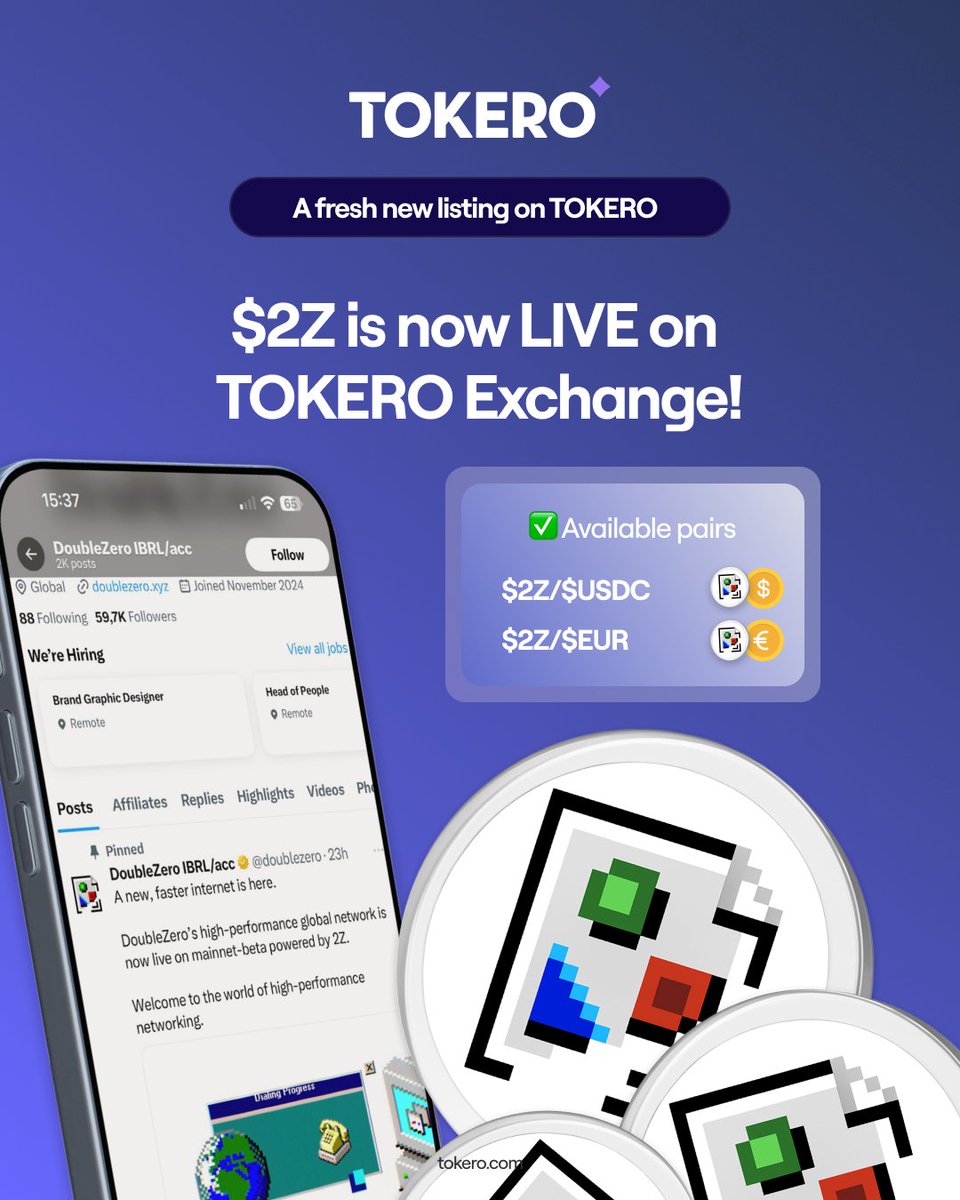 🌐 $2Z is now LIVE on TOKERO!
Double Zero is a high-performance global network built for blockchain and distributed systems – delivering faster, fairer, low-latency participation worldwide.