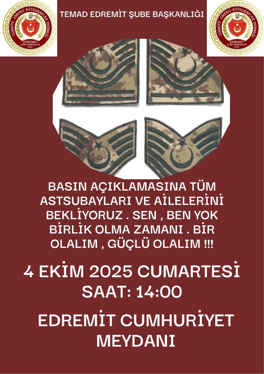 17 Ekim’de gündemimiz: mesleki onur, özlük haklarımız ve dayanışmamız.
Birlikte daha gür bir ses, birlikte daha güçlü bir TEMAD için!
#TEMADDestek #TEMAD17Ekim