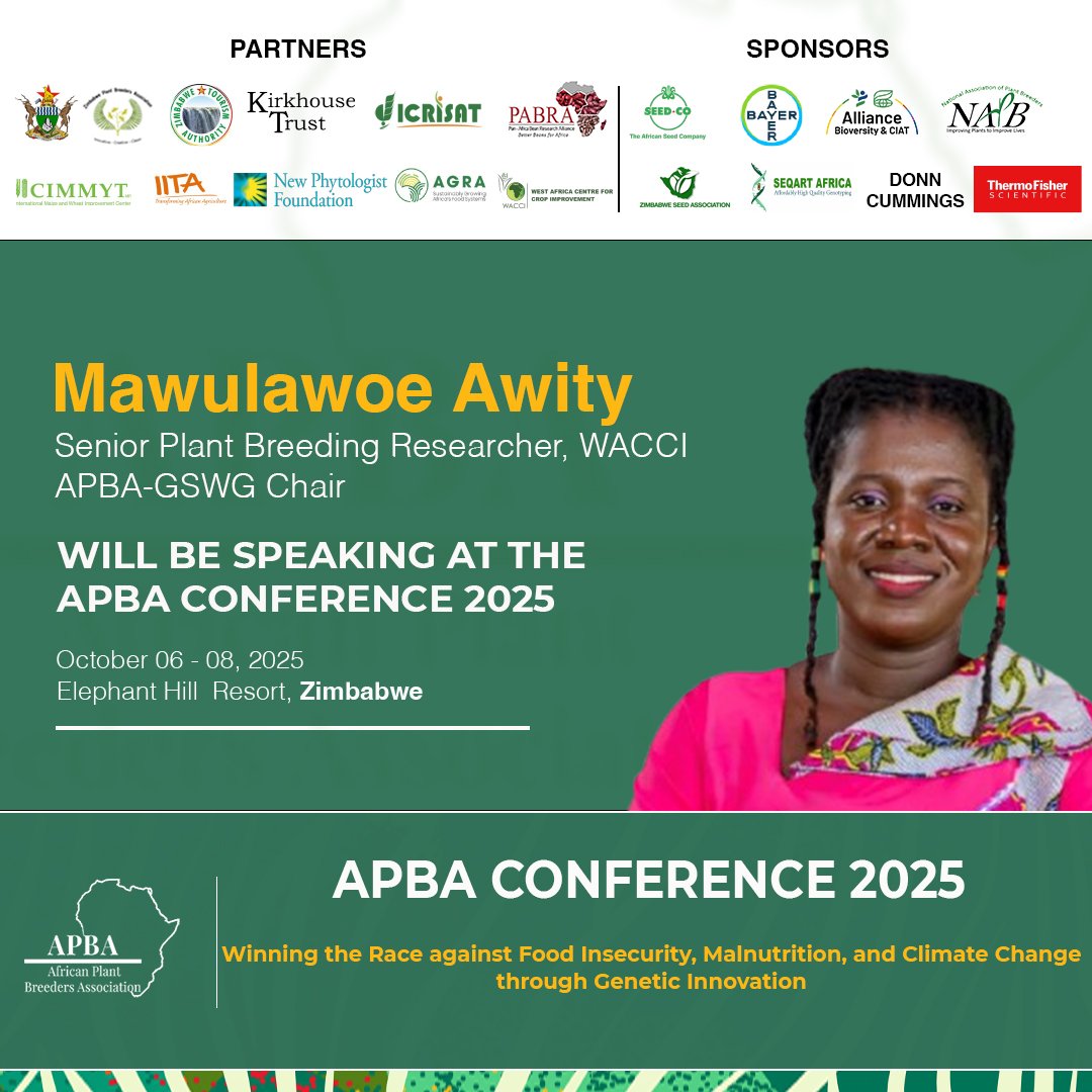 Meet some of our distinguished speakers for APBA Conference 2025! 

This year’s conference will bring together thought leaders, innovators, and experts shaping the future of plant breeding and agriculture in Africa.

Venue : Elephant Hills Resort, Victoria Falls, Zimbabwe