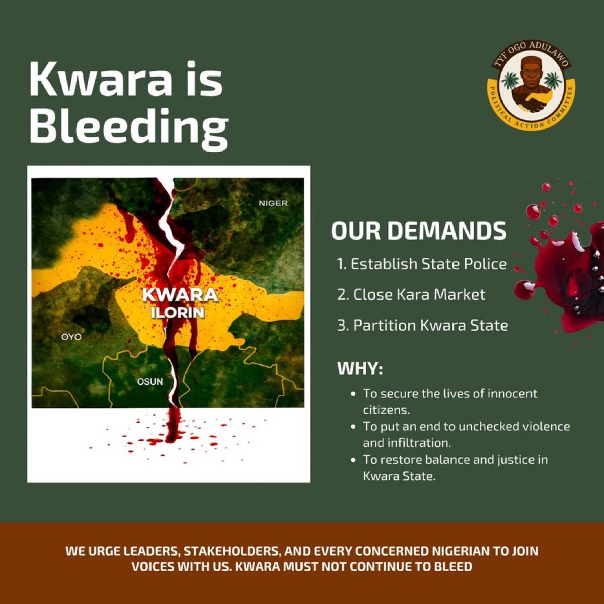 blockofbuilder's tweet image. Subject: Urgent Call for Security and Justice in Kwara State

Kwara State is under siege.

To the Chief Security Officer of Kwara State and the Federal Government, we urgently demand the following measures:

The establishment of state police to enhance local security.

The…