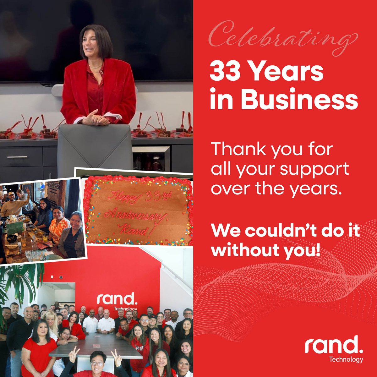 Rand_Techno's tweet image. 🎉 Rand Technology is 33!

From 1992 to today, we’ve been proud to deliver innovation, integrity &amp;amp; trusted supply chain solutions worldwide.

Here’s to the next chapter of success! 🌍✨
#RandTechnology #33YearsStrong