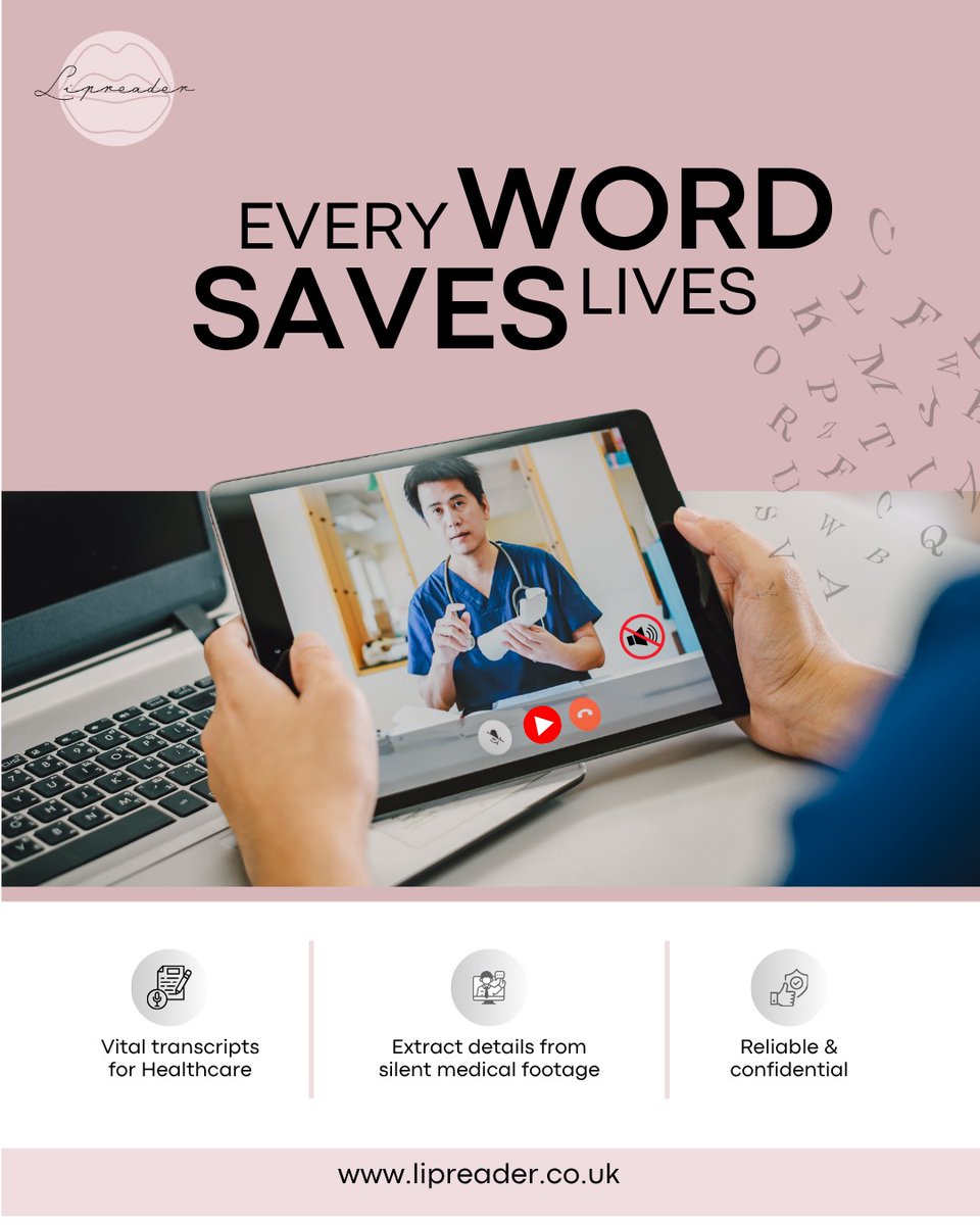 TheLipReader_'s tweet image. From courtrooms to hospitals, from media rooms to film sets — Lipreader supports industries that need accurate transcripts where audio is missing.

👉 Discover your industry solution at 🌐 lipreader.co.uk
.
.
.
#IndustrySolutions #LipreadingExperts #SilentToSound…