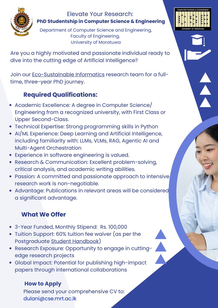 cse_uom's tweet image. Elevate Your Research: PhD Studentship in Computer Science & Engineering