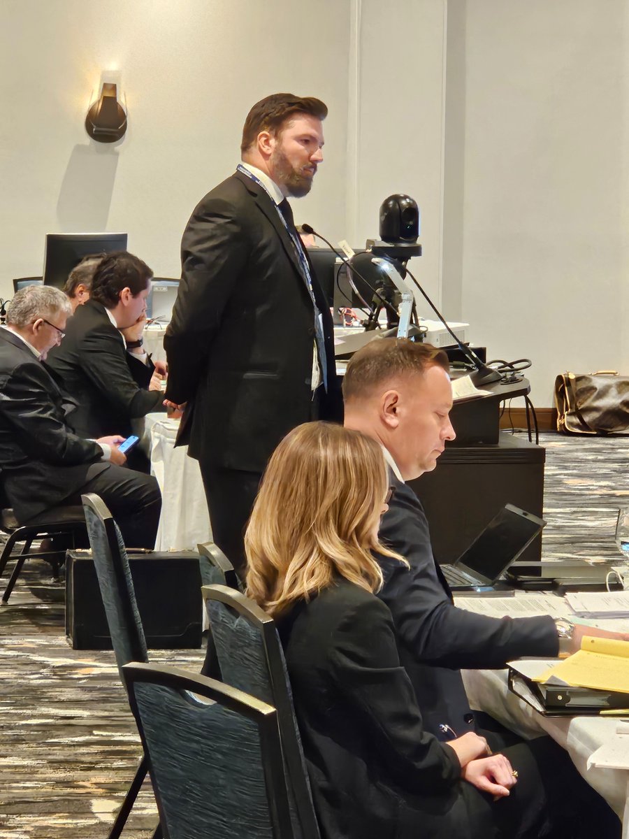 SaskTLA's tweet photo. Brian Pfefferle, K.C. of Pfefferle Law, questions "Sgt. Fred Webb" played by local actor Jay Malo. Happening now at the STLA Fall Conference Mock Trial https://t.co/DAep2GD8m4