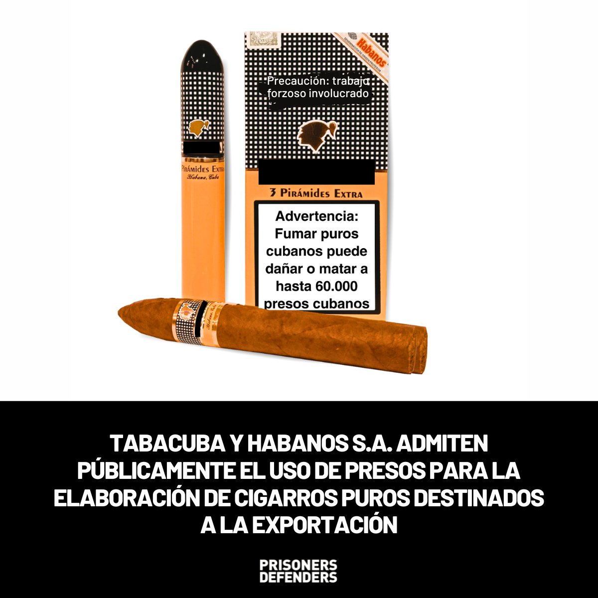 🚨 TABACUBA y Habanos S.A. admiten públicamente el uso de presos en la elaboración de puros para la exportación 🚨

La confirmación enviada a Halfwheel constituye una admisión directa que valida nuestras denuncias y refuerza el informe de Prisoners Defenders sobre trabajo forzoso