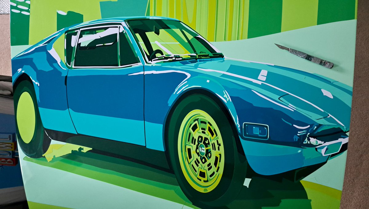 I’ll be with Motor Spirit for the Scramble at <a href="/BicesterH/">Bicester Heritage</a>, whereupon I’ll be completing this piece ‘Pantera ‘70’. Depicting a reflection of the ’70 New York motor show on the bonnet of a <a href="/_detomaso/">De Tomaso Automobili | Official</a> Pantera, viewers of Number27 on YouTube will recognise this. #pantera #detomaso