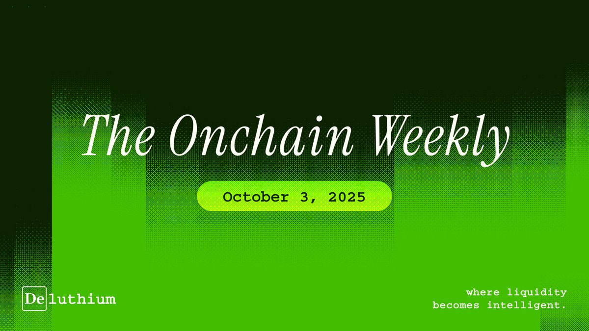 Deluthium's tweet photo. 📰 The Onchain Weekly: Oct 3, 2025
Solana DEX shifts, Aster’s breakout, RWA traction, and key developments in US crypto markets.

Brought to you by the Onchain Flash Boys. Powered by Reinforcement Learning.

🔗 https://t.co/V1GmJcLzwO