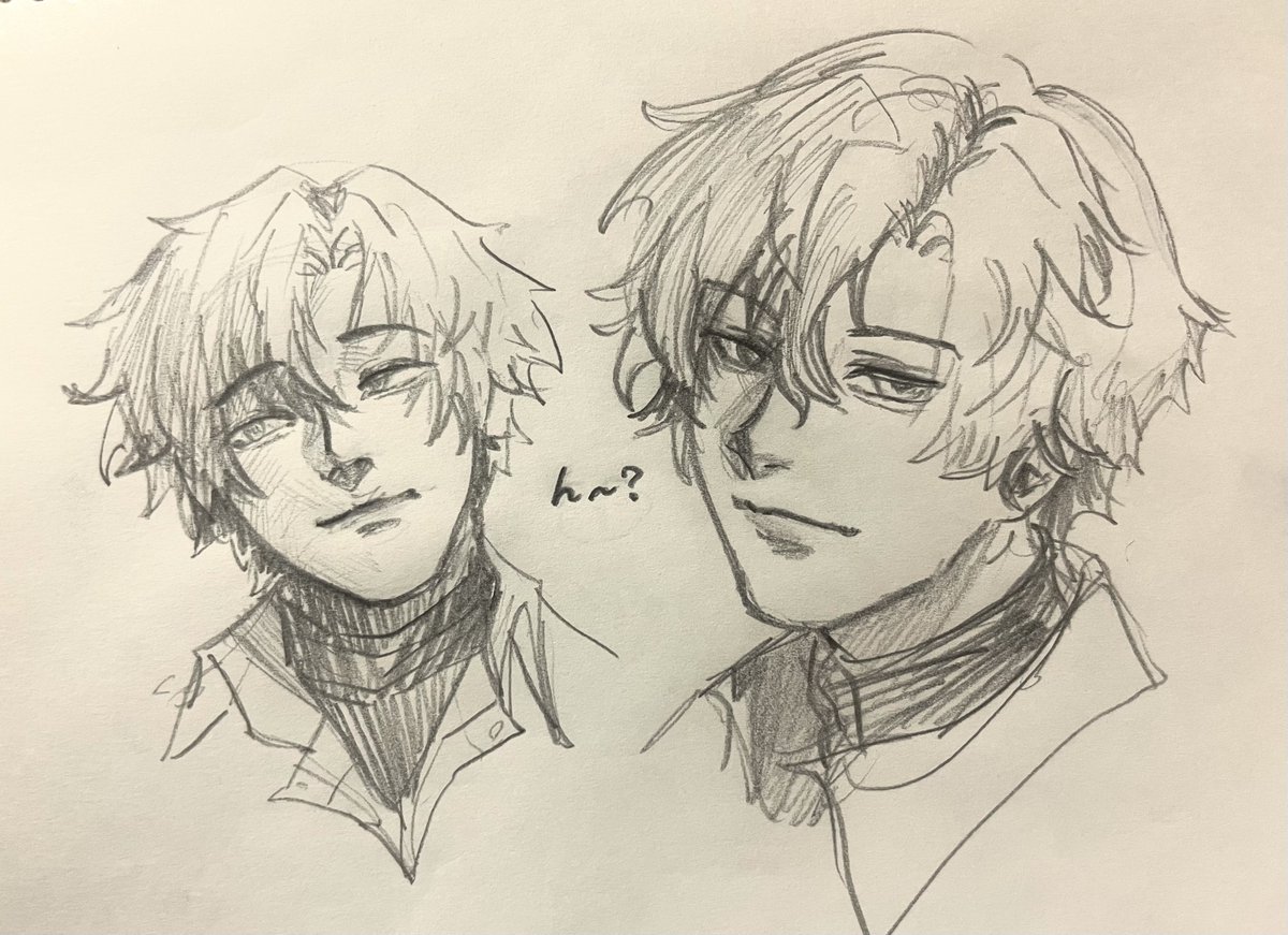 鉛筆で久しぶりにフィ描いたよ
角度によって顔変わっちゃうねぇ… 
