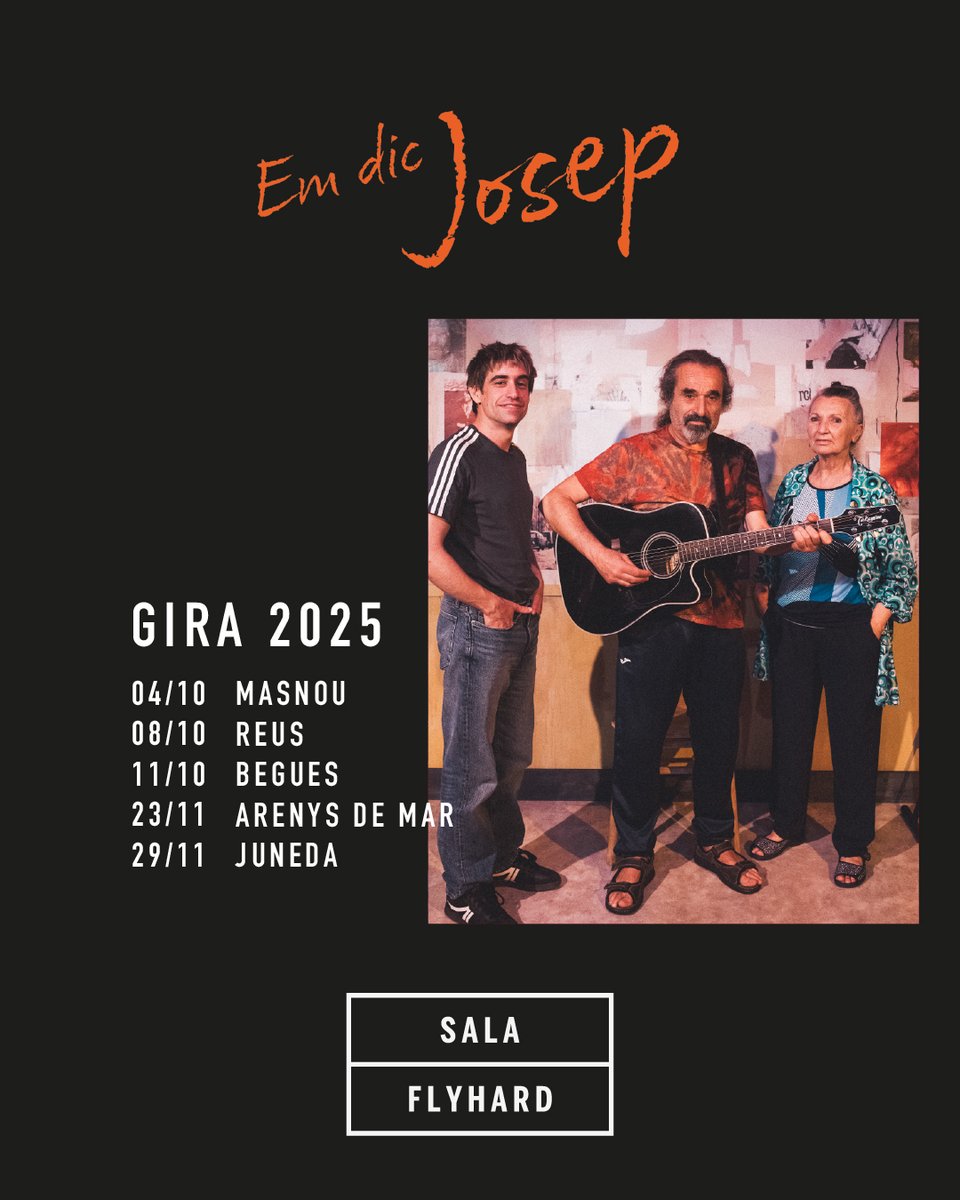 Sala Flyhard (@salaflyhard) on Twitter photo 🚘 En gira: EM DIC JOSEP, de <a href="/MarcDeLaVarga/">Marc de la Varga</a> Amb <a href="/DanielHigienico/">daniel higienico</a> <a href="/montplans/">Mont Plans</a> i Pau Vinyals.
Després de la 3a temporada d'èxit a la Flyhard, comencem la gira d'aquesta petita meravella, a mig camí entre ficció i realitat, que ens descobreix la història del músic Camil Clot. 🚘 En gira: EM DIC JOSEP, de <a href="/MarcDeLaVarga/">Marc de la Varga</a> Amb <a href="/DanielHigienico/">daniel higienico</a> <a href="/montplans/">Mont Plans</a> i Pau Vinyals.
Després de la 3a temporada d'èxit a la Flyhard, comencem la gira d'aquesta petita meravella, a mig camí entre ficció i realitat, que ens descobreix la història del músic Camil Clot.