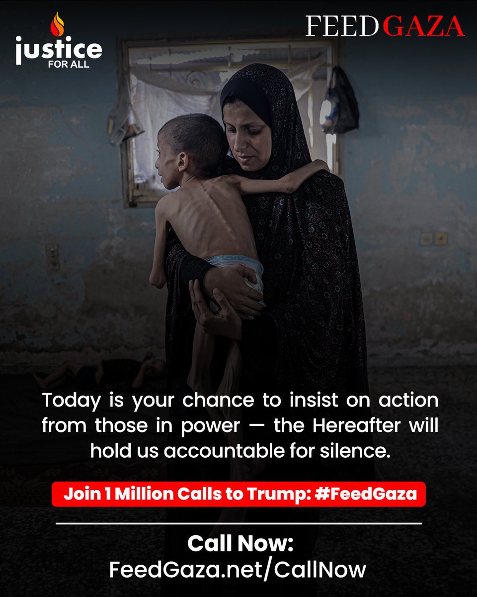 JFAorg's tweet photo. 📢🍞🚨

@realdonaldtrump @potus — Children in Gaza are being starved. This is not politics, it’s life and death.

📞 Call now. Demand action. Break the silence before it breaks us.

🌍 Today is your chance to insist on action — the Hereafter will hold us accountable for silence.

👉 https://t.co/GNuKpbWFJO