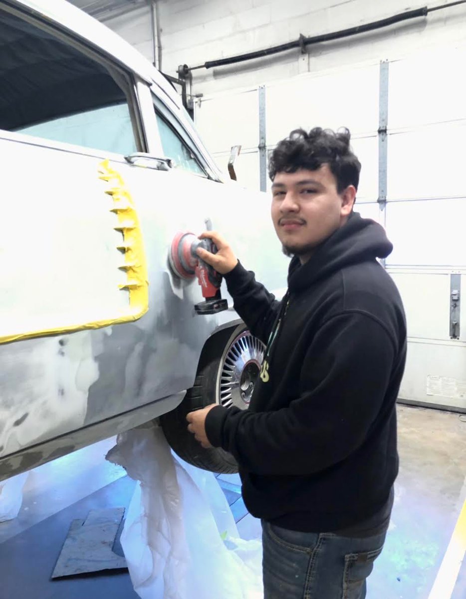 Richard Becerra, a Year 3 Collision Repair student, is building advanced skills to prepare for a successful career in the auto body repair industry. 🚗🔧 #CollisionRepair #CareerReady #WBL