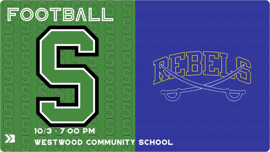 Football (Varsity) Game Day! - Check out the event preview for the The Westwood Rebels vs The West Monona Spartans. It starts at 7:00 PM and is at Westwood Community School. gobound.com/ia/ihsaa/footb…