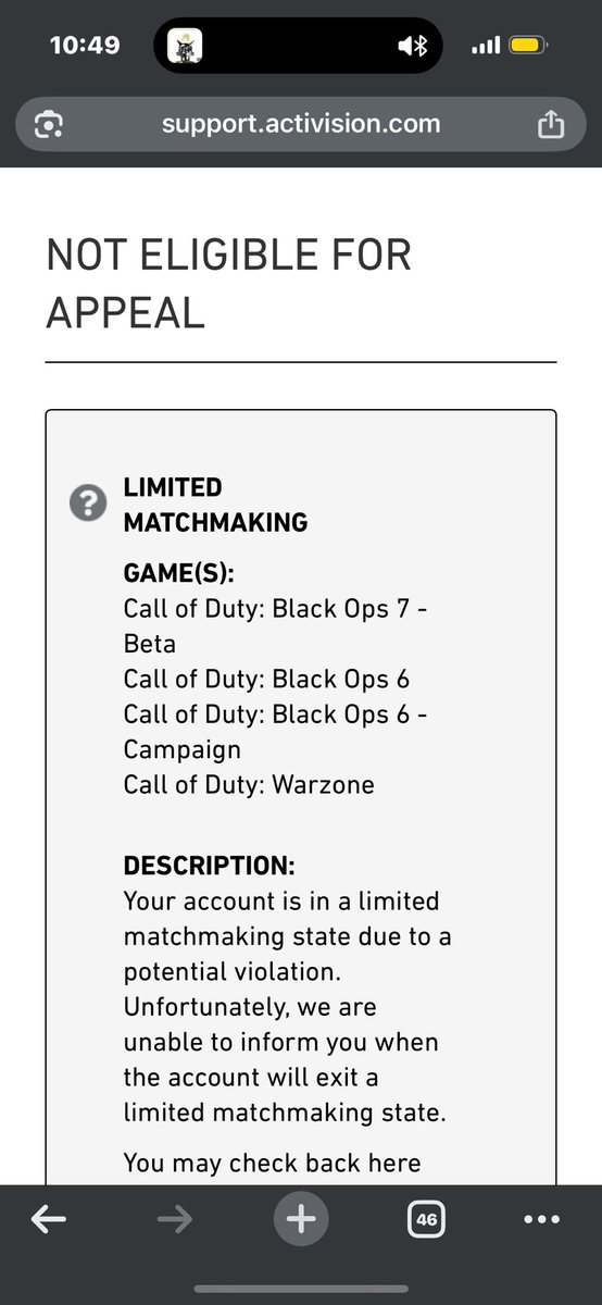 patrickskates92's tweet photo. Yo @ATVIAssist @Activision @Treyarch @CallofDuty someone fix this SH!T!  I have been shadowbanned for 5 months straight now.  Absolutely ridiculous, come dissect my PC and watch me play, IDC.  I don’t cheat, so investigate my account and fix it. https://t.co/fCSy2YBM4E