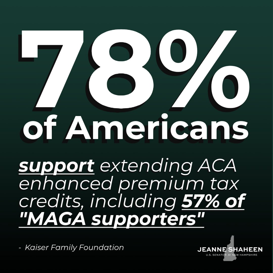 An overwhelming majority of Americans—Republicans, Democrats and Independents—support extending the ACA tax credits because working Americans can’t afford to see their premiums double.

We need to find a bipartisan path forward to prevent millions from losing health care.