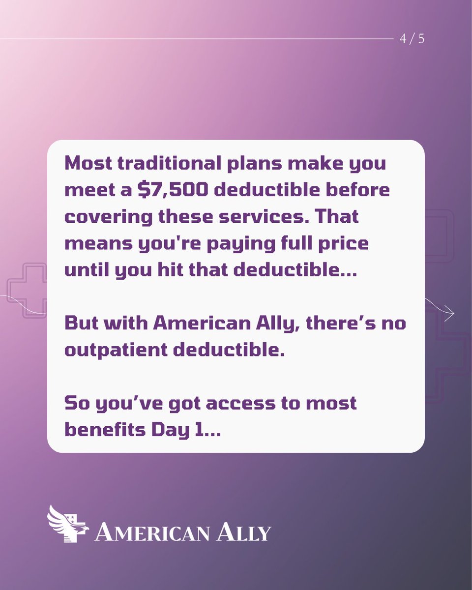AmericanAllyIns's tweet image. “Outpatient” sounds simple but when it comes to your benefits, the definition matters...

With American Ally, outpatient benefits kick in right away with no deductible.

📲 Learn More: americanally.com 

#OutpatientExplained #RealCoverage #AmericanAlly #NoSurprises