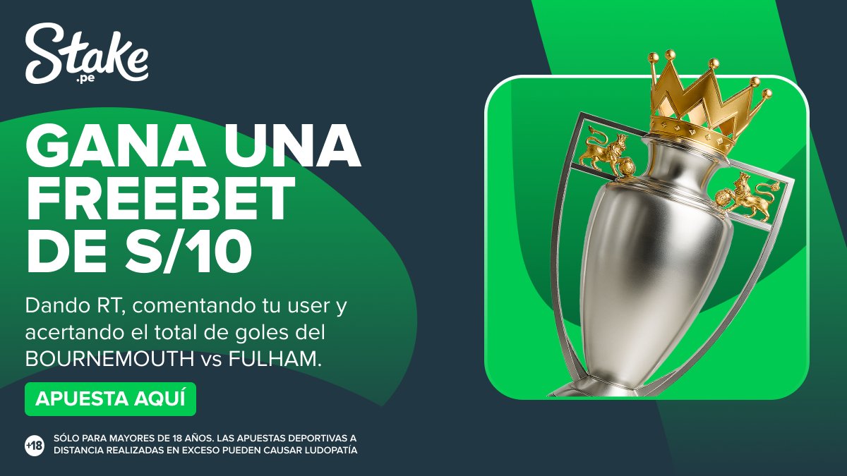 ¡Viernes de #PremierLeague! 🏴󠁧󠁢󠁥󠁮󠁧󠁿

Bournemouth recibe al Fulham por la fecha 7 de la competición 🏆

Sortearemos 5 freebets de S/10 💸 entre todos los Stakers que den RT y acierten el total de goles ⚽️

Apuesta aquí: bit.ly/3VK70U6