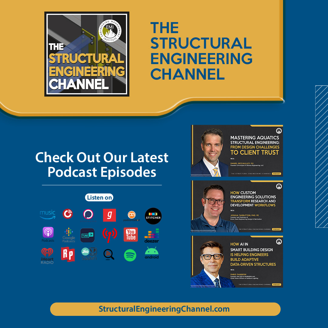 AnthonyJFasano's tweet image. 🔍Insights from Structural Engineering Experts. 🏊‍♂️ Daniel McCaulley, P.E. — Aquatics &amp;amp; Client Trust ⚙️Joshua Tarbutton, PhD, PE — Custom Engineering in R&amp;amp;D💡 Fabio Zaniboni — AI in Smart Building Design👉Listen here: bit.ly/48vEFbR  #StructuralEngineering