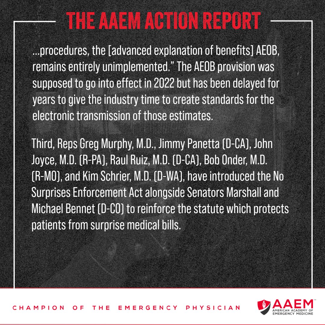 aaeminfo's tweet image. New action on the #NoSurprisesAct moves us closer to a transparent, patient-centered system—fewer billing disputes, clearer costs &amp;amp; more time for #EM physicians to focus on care. #PatientProtection #MedicalBills #Transparency

🔴 Read the Action Report: bit.ly/AAEMaction