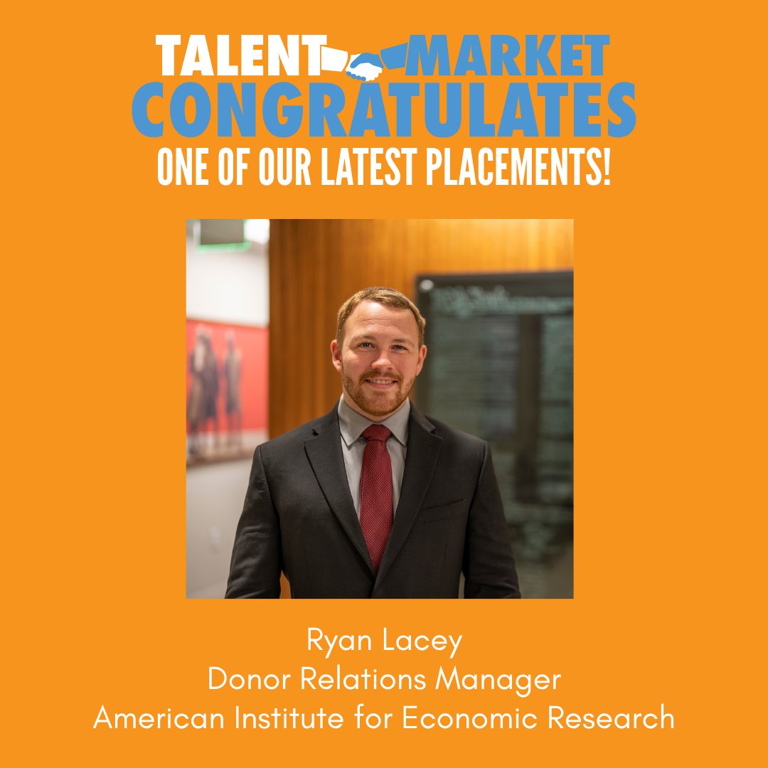 TalentMarket's tweet image. 🎉🎉 Congrats to recent Talent Market placement, Ryan Lacey, who joins @aier as their Donor Relations Manager! 🎉🎉#talentmarketplacement #libertyjob